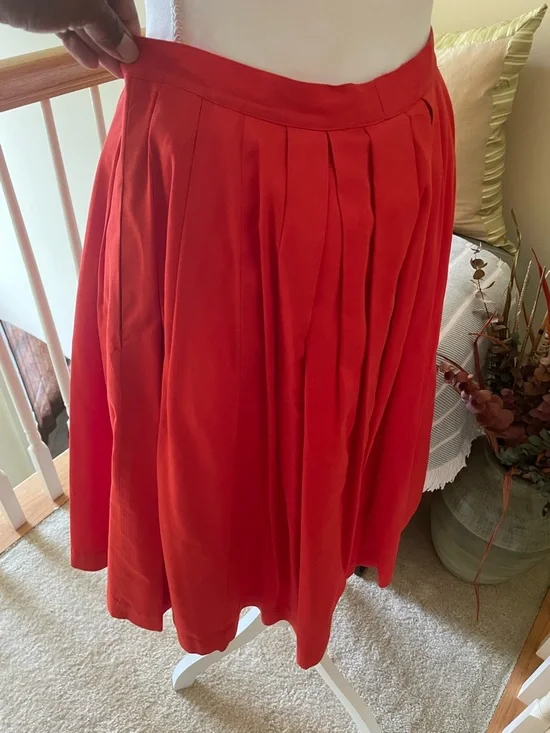 Brooks Brothers Vibrant Orange-Red Midi Button-Front Skirt -EUC - Picture 5 of 11
